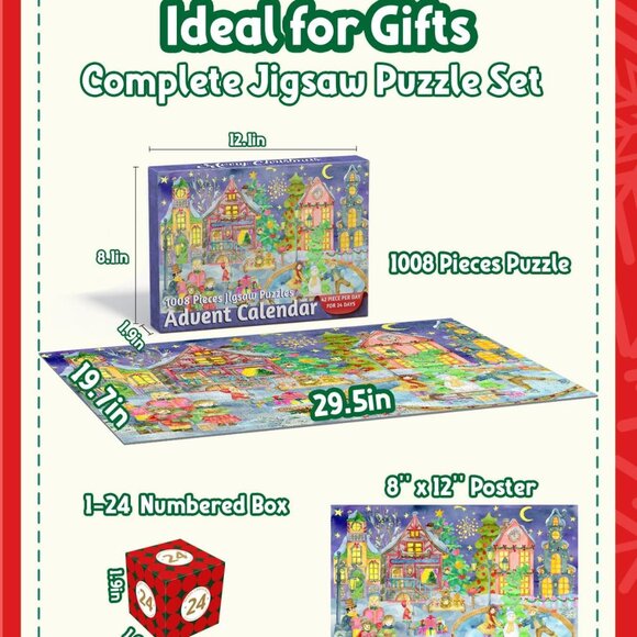 NEW Advent Calendar 2023 Christmas Scene Jigsaw Puzzles - Picture 5 of 10